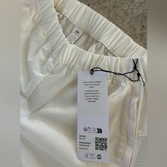 NEW ALO YOGA WOMENS HIGH WAIST ORIGIN WIDE LEG TRACK PANTS XS WHITE IVORY LOUNGE - Picture 4 of 7